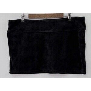 NWT H&M Divided Black Ribbed Stretch Mini Skirt Size XL Gothic Dark Academia